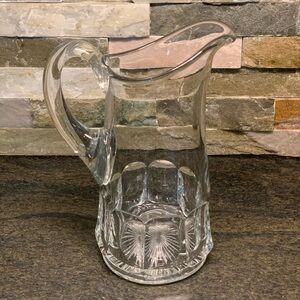 EAPG | Vintage Sunburst Base Panel Sides Heavy Glass Pitcher